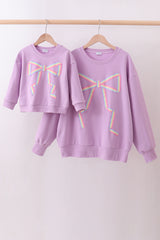Purple Patriotic hand-sewn bow mom&me sweatshirt