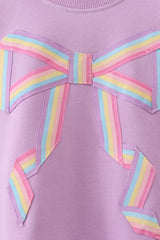 Purple Patriotic hand-sewn bow mom&me sweatshirt