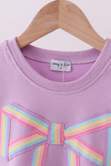 Purple Patriotic hand-sewn bow mom&me sweatshirt