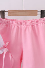 White cross smocked ruffle shorts set