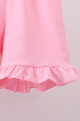 White cross smocked ruffle shorts set