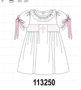 White cross smocked ruffle dress