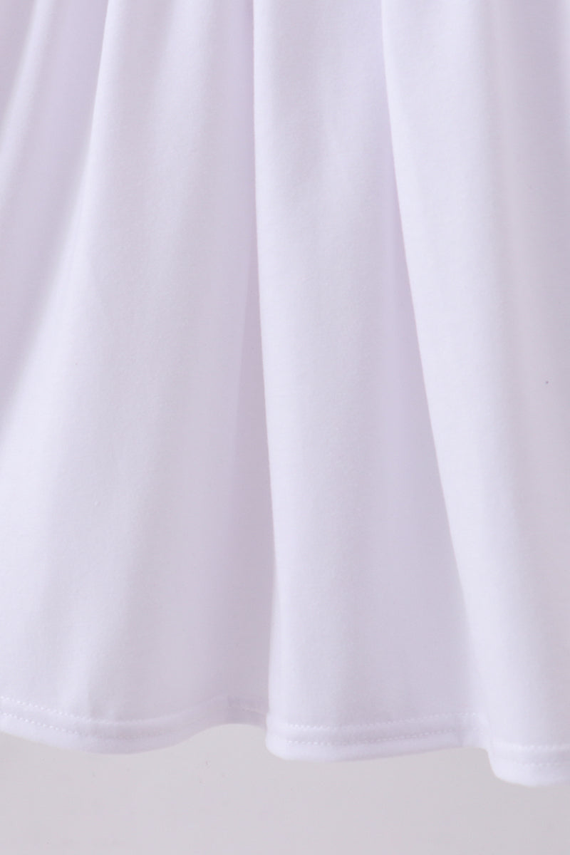 White cross smocked ruffle dress