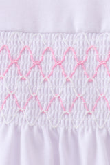 White cross smocked ruffle dress