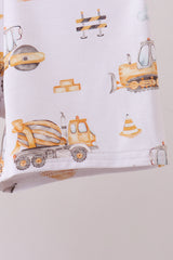 Yellow engineering vehicle bamboo pajama set