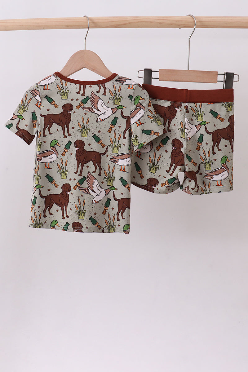 Duck dog hunting bamboo pajama set