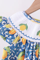 Lemon smocked ruffle shorts set