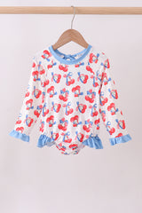 Blue cherry print rashguard