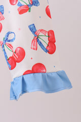 Blue cherry print rashguard