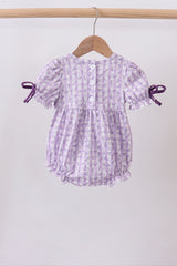Lavender floral smocked ruffle bubble