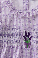Lavender floral smocked ruffle bloomer set