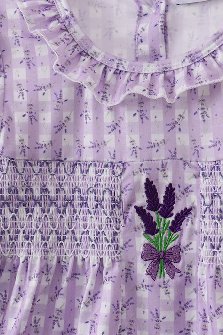 Lavender floral smocked ruffle dress
