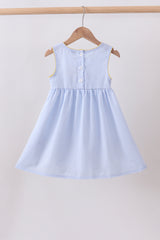 Blue lemon embroidery seersucker dress