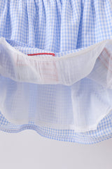 Blue flag smocked woven gingham dress