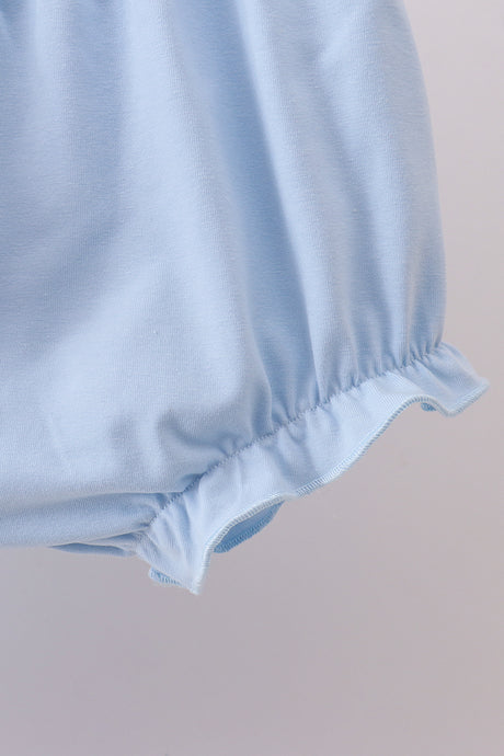 Blue flag smocked ruffle bloomer set