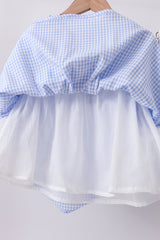Blue flag smocked ruffle shorts set