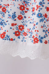 Blue floral lace smocked bloomer set