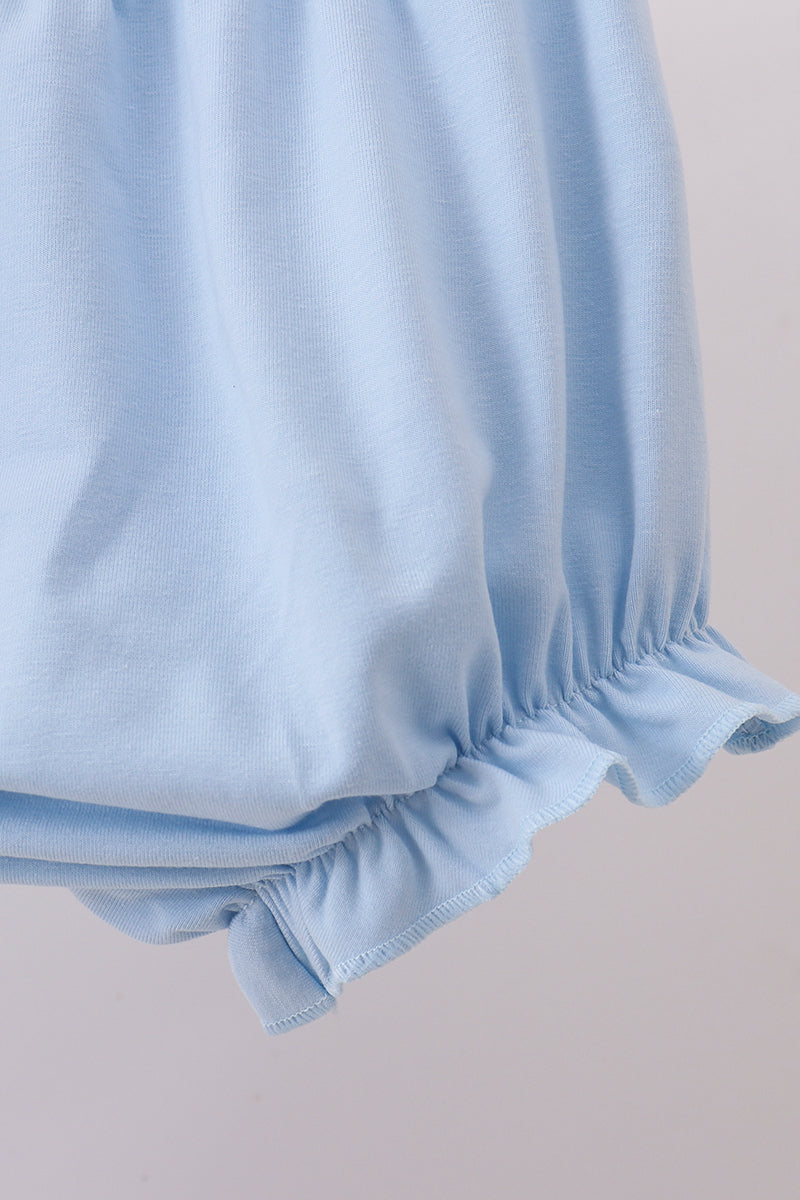 Blue floral lace smocked bloomer set