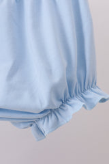 Blue floral lace smocked bloomer set