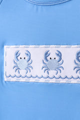 Blue crab embroidery stripe shorts swimsuit