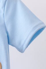 Blue puppy applique top