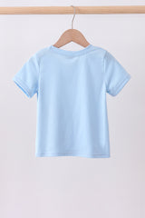 Blue puppy applique top