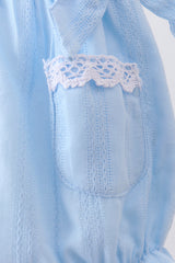 Blue flag smocked jacquard ruffle bubble