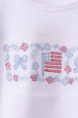 Blue flag smocked jacquard ruffle shorts set