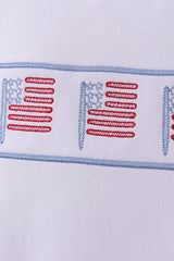 Blue flag smocked jacquard shorts set