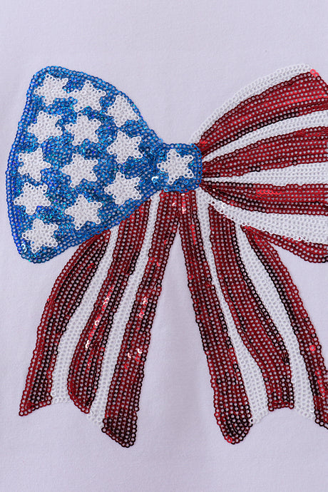 White bow sequin ruffle dress