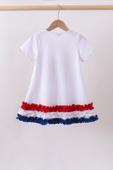 White bow sequin ruffle dress