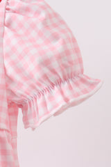 Pink flag embroidery gingham bubble