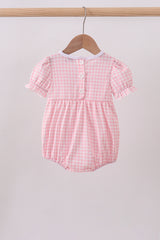Pink flag embroidery gingham bubble