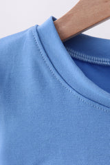 Blue flag embroidery top