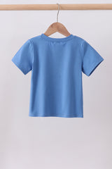 Blue flag embroidery top