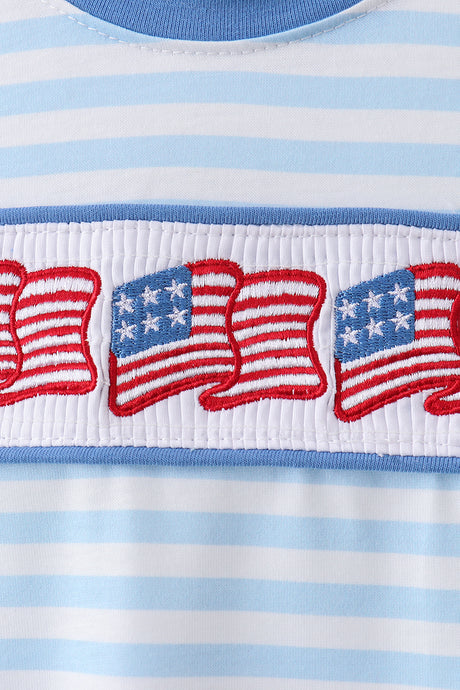 Blue flag embroidery stripe bubble