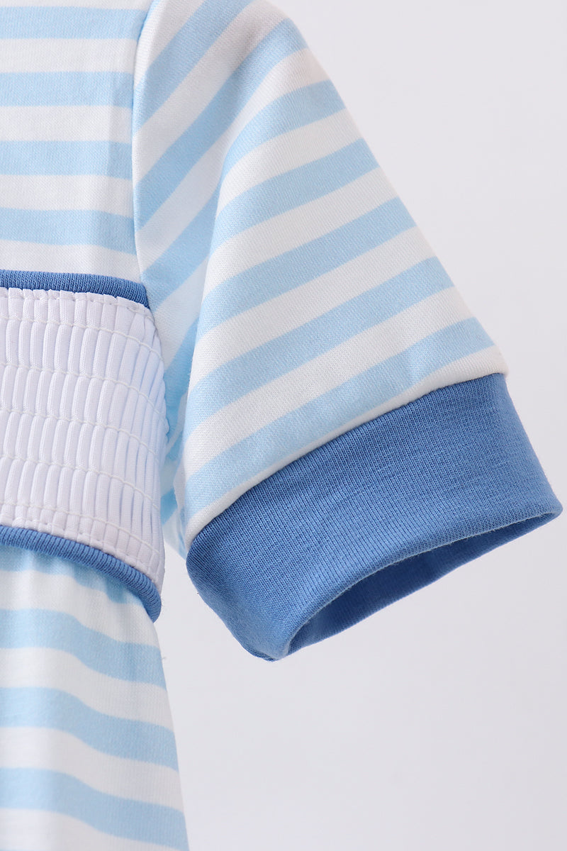 Blue flag embroidery stripe bubble
