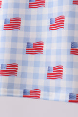 Blue flag print button down shirt