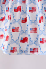Blue flag print ruffle shorts set