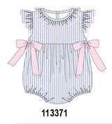 Blue Stripe Bow Ruffle Bubble