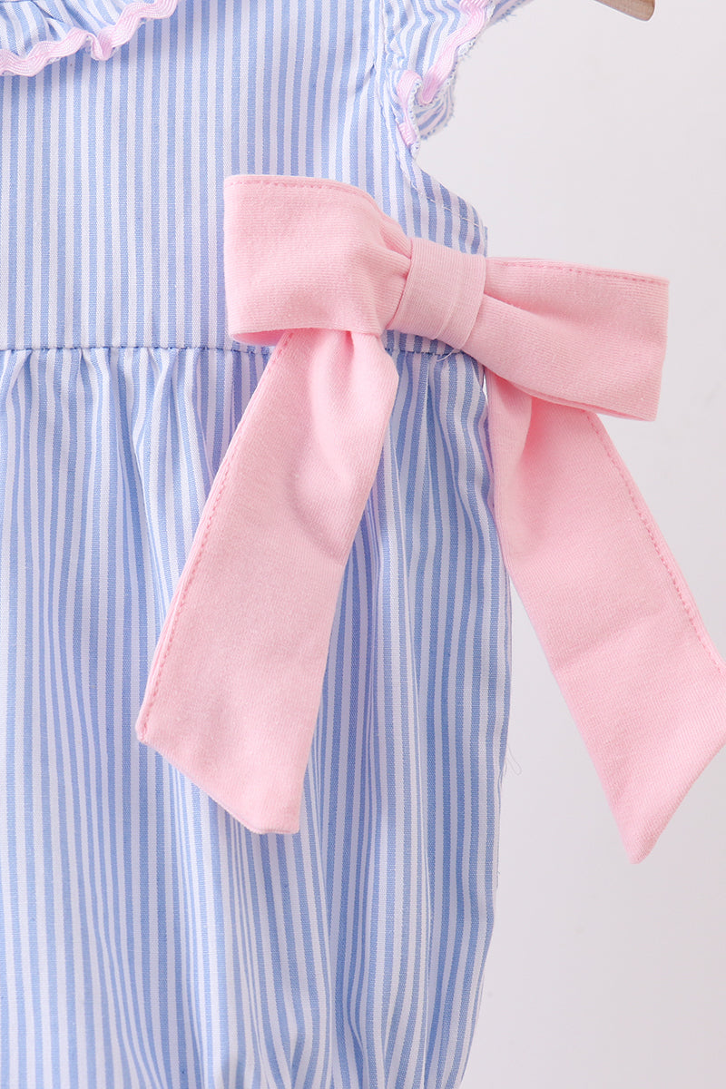 Blue Bow With Ruffles Blue Stripe Bow Ruffle Bubble – Honeydew USA