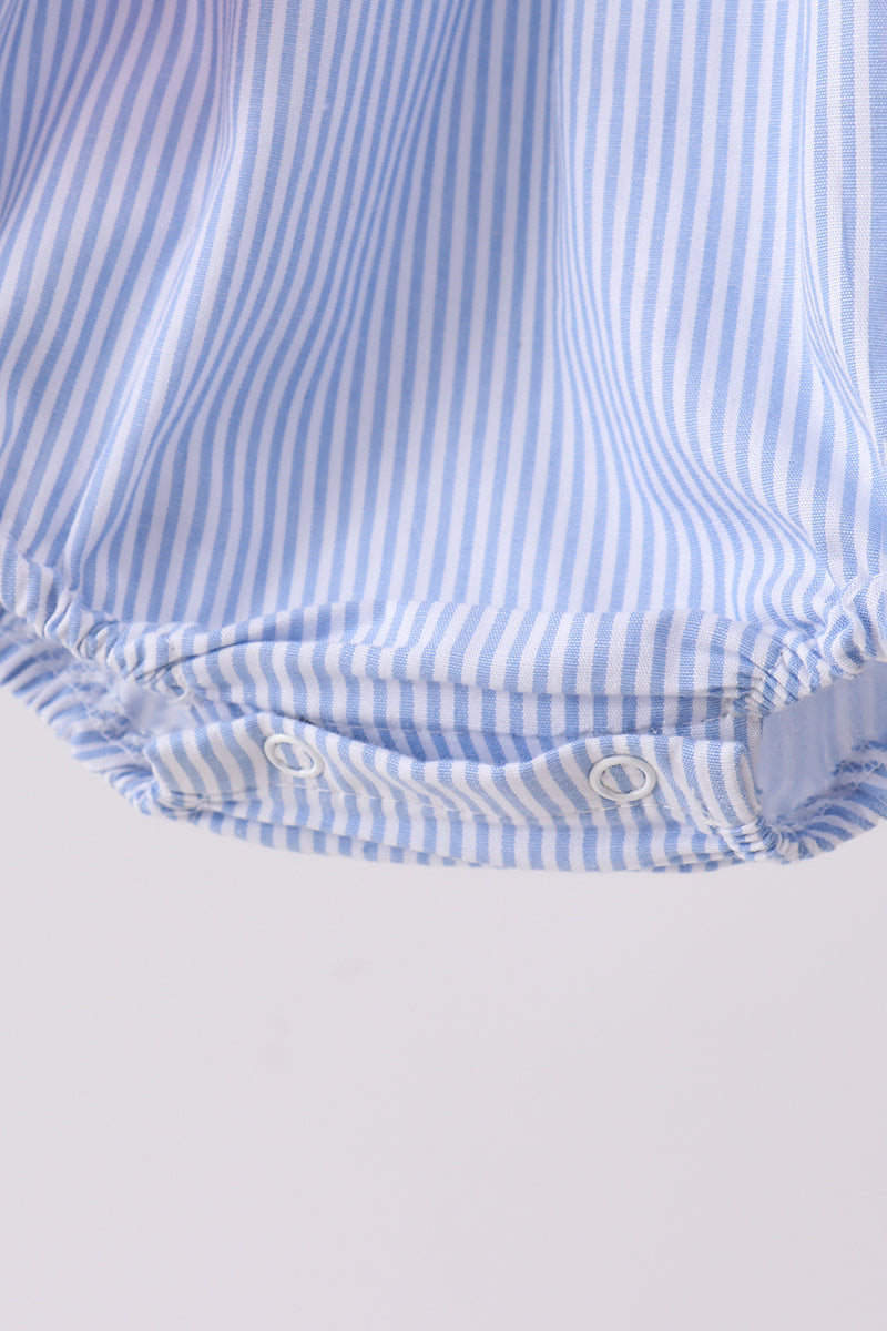 Blue Bow With Ruffles Blue Stripe Bow Ruffle Bubble – Honeydew USA