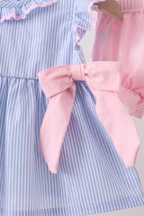 Blue Stripe Bow Bloomer Set