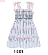 Blue Stripe Smocked Mom Dress