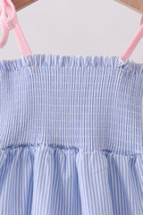 Blue Stripe Smocked Mom Dress
