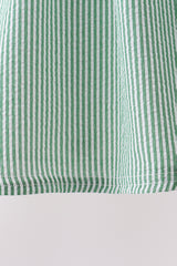Green Watermelon Stripe Smocked Embroidered Seersucker Set
