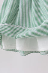 Green Watermelon Stripe Smocked Embroidered Seersucker Dress