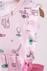 Pink golf print ruffle bubble