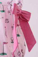 Pink golf print ruffle bubble