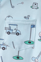 Green golf print shorts set